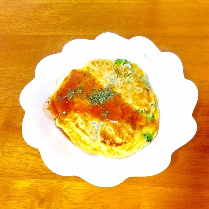 卵1/2個♪大豆とブロッコリーのおかずパンケーキ